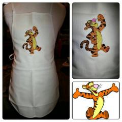 Kitchen apron with Tigger embroidery design