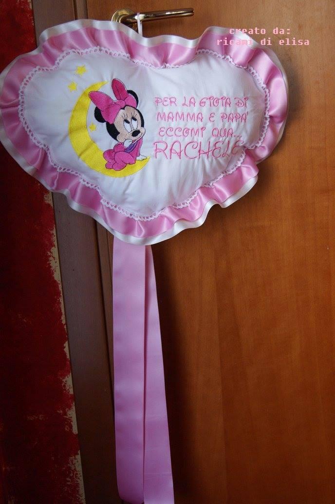 Birthday cushion with Minnie Mouse and moon embroidery design