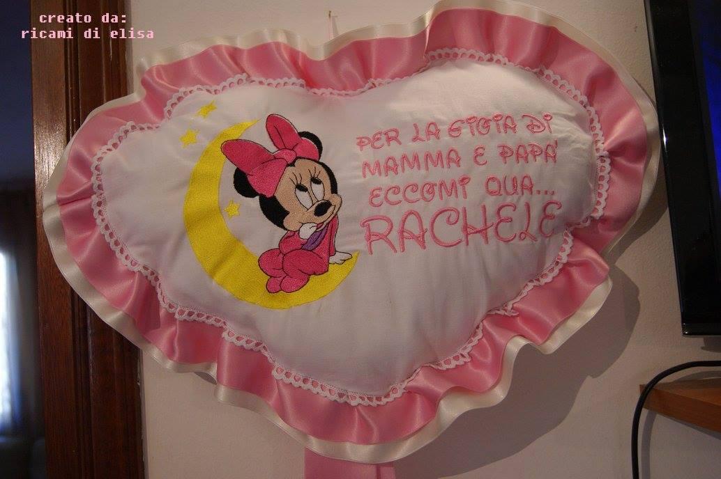 Baby cushion with Minnie Mouse and moon embroidery design