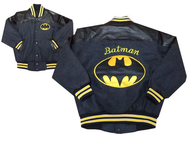 Baseball jacket with Batman logo embroidery design