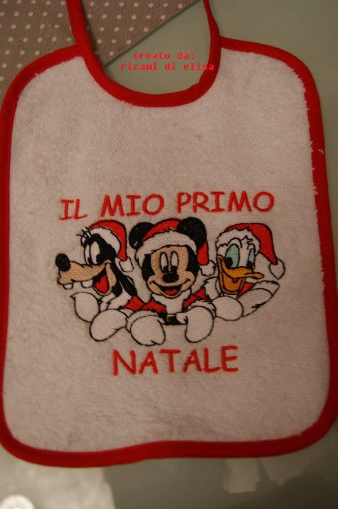 Christmas baby bib with Mickey Mouse Goofy and Donald Duck embroidery design