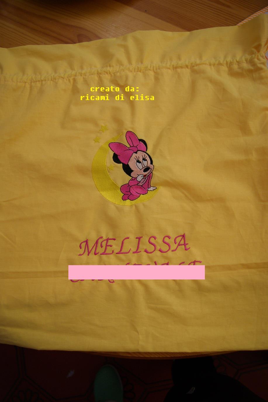 Minnie Mouse and moon embroidery design
