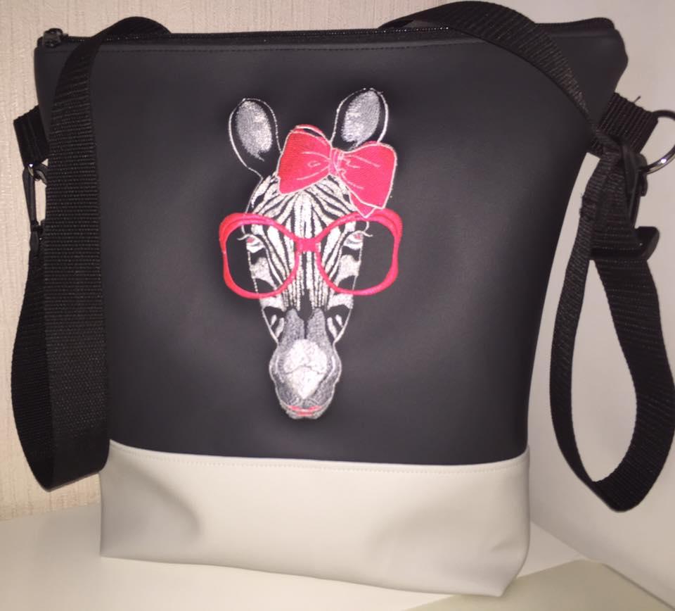 Bag with Zebra glasses free embroidery