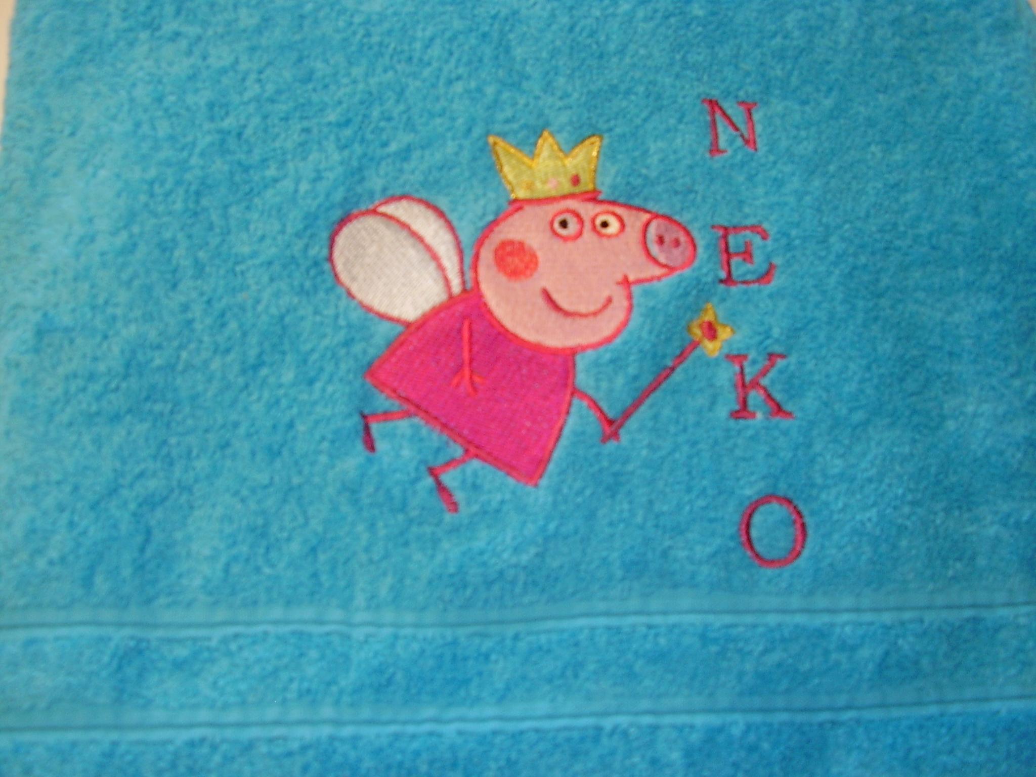 Towel with Peppa Pig Angel embroidery design