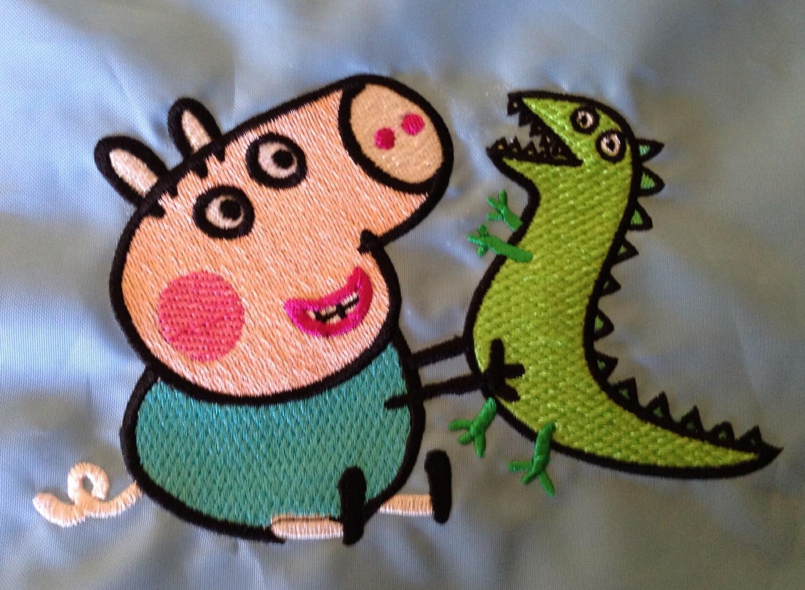 Peppa Pig with Caterpillar embroidery design