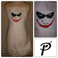 Kitchen apron with Jokers smile embroidery design