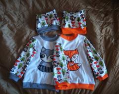 Baby set with Raccoon and fox embroidery design