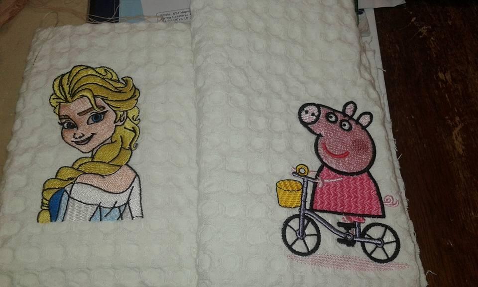 Towels with Cartoon characters embroidery design