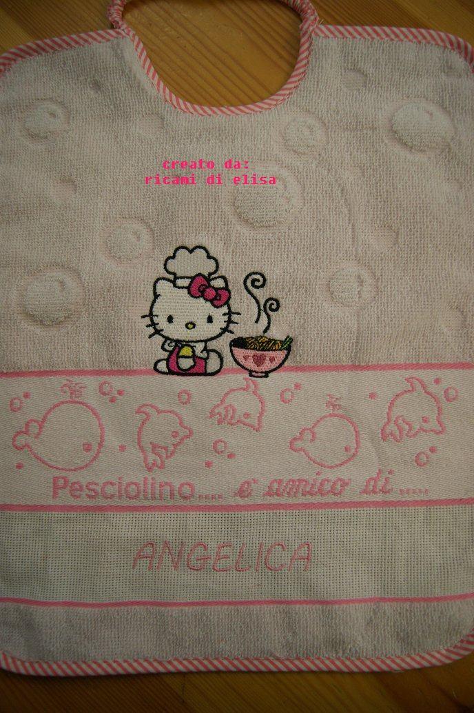 Baby bib Hello Kitty Loves Chinese Food embroidery design