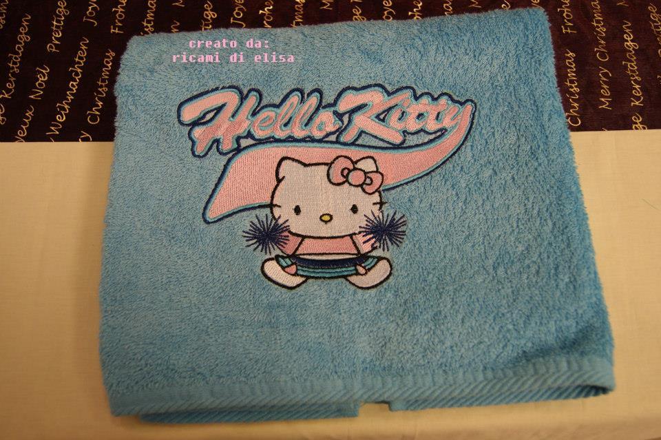 Towel with Hello Kitty Cheerleading embroidery design