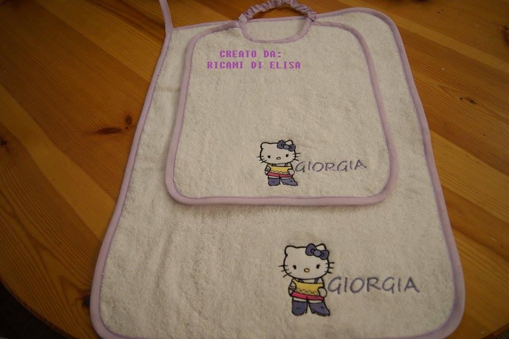 Baby bibs with Hello Kitty Forever Young embroidery design