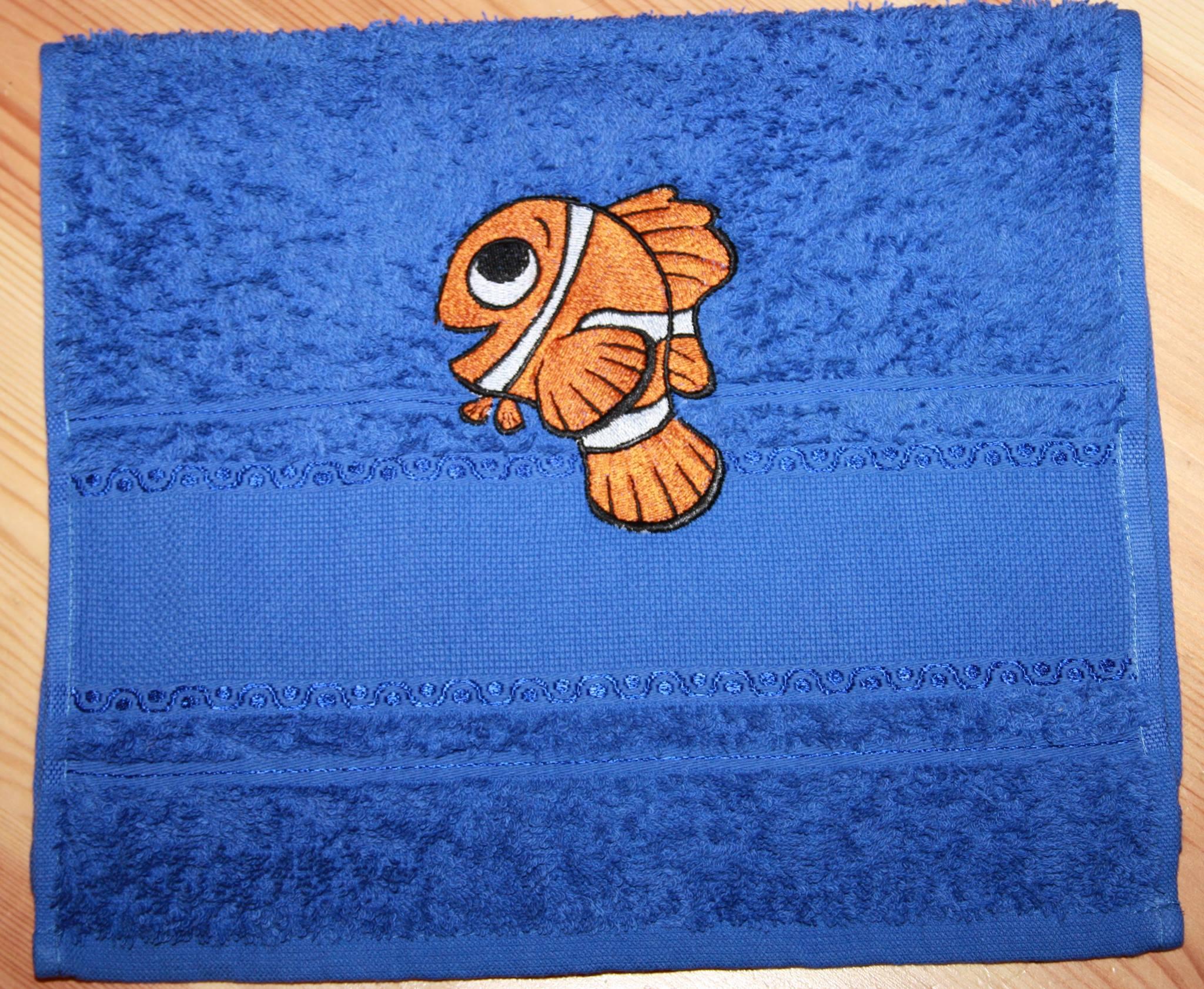 Towel with Marlin like Life embroidery design