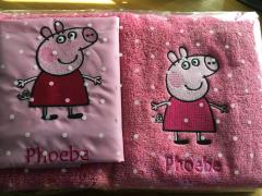 Newborn gift  with Peppa Pig embroidery design