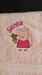 Towel with Peppa Pig with Toy embroidery design