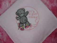 Cotton napkin with Teddy Bear embroidery design