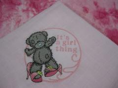 Napkin with Teddy Bear getting ready for a party machine embroidery design