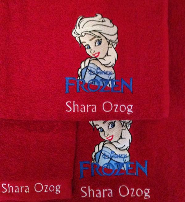 Towels with Elsa embroidery designs
