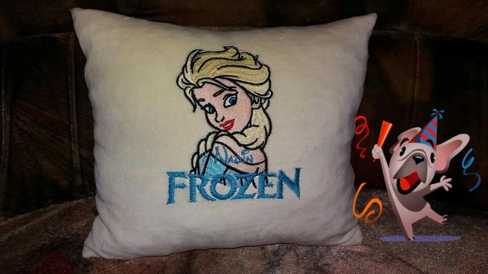 Cushion with Elsa embroidery design