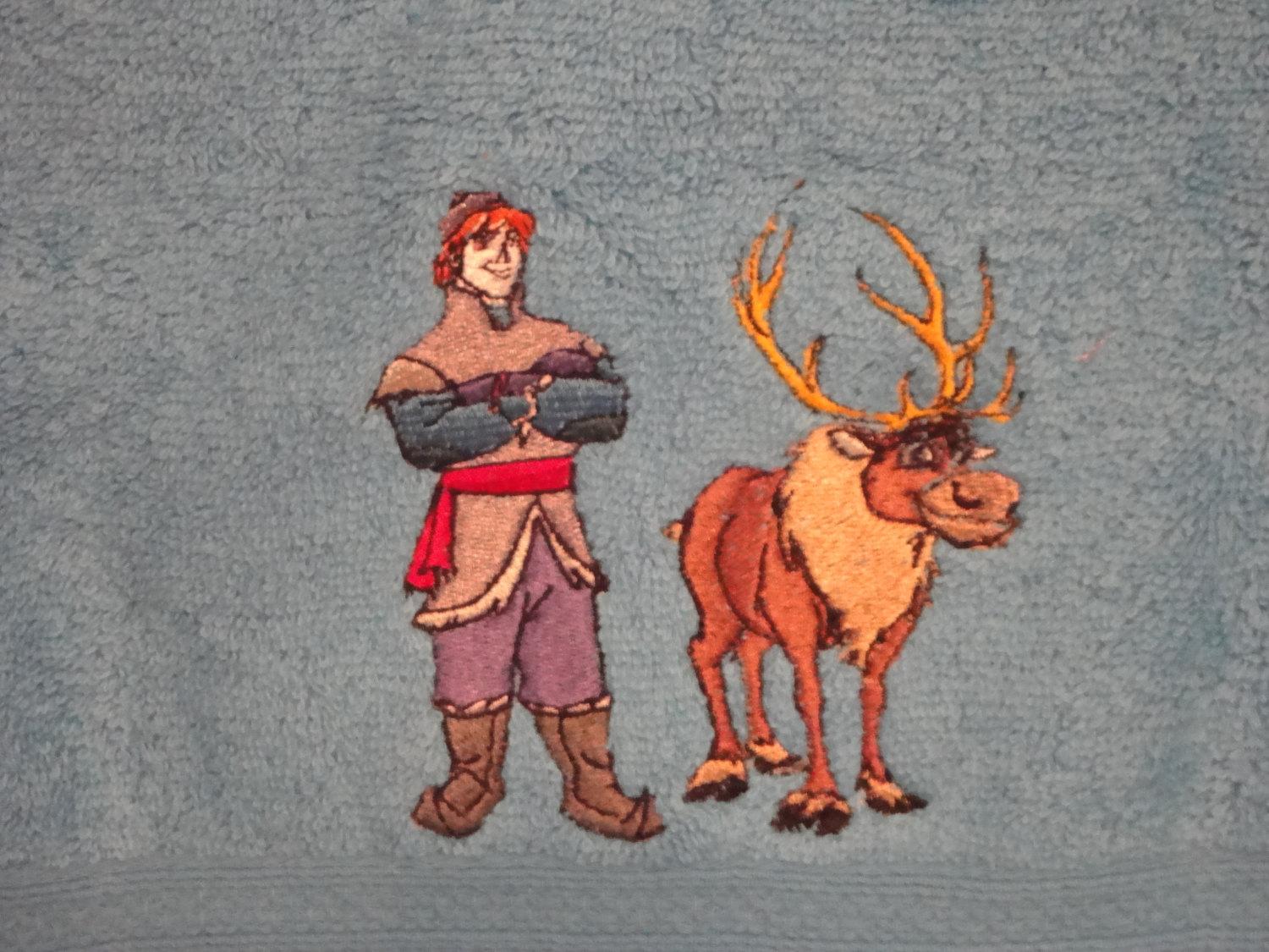 Kristoff and Sven embroidery design