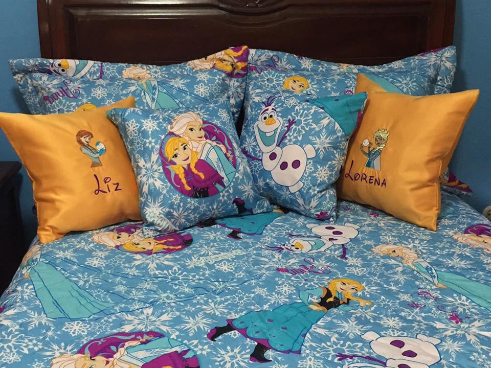 Cushions with Frozen sisters embroidery design