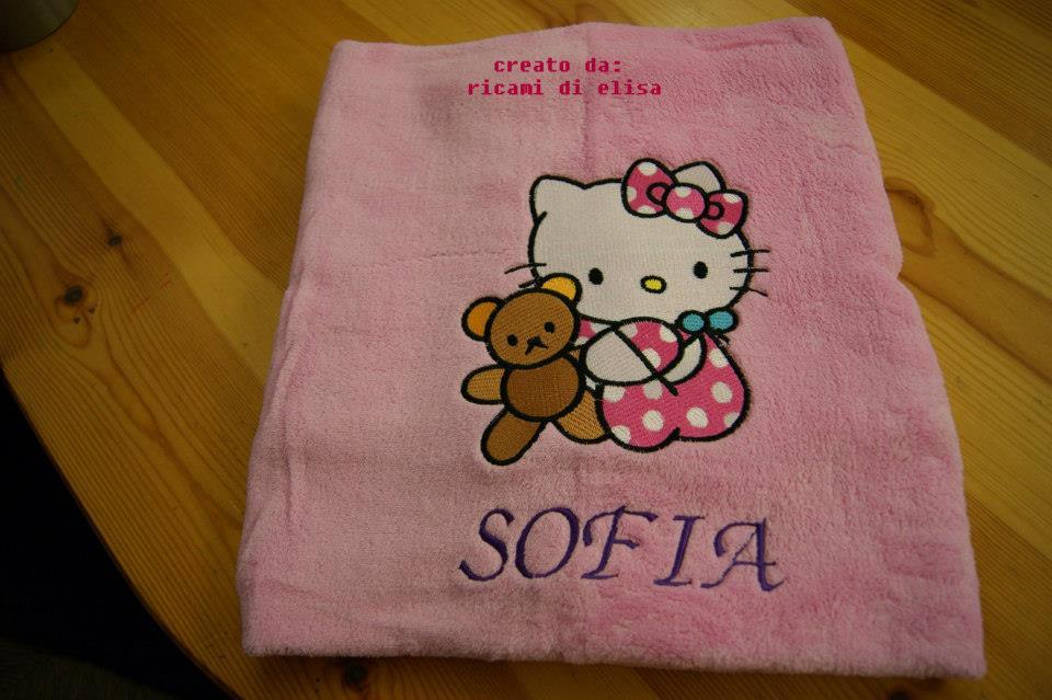 Towel with Hello Kitty with Toy embroidery design