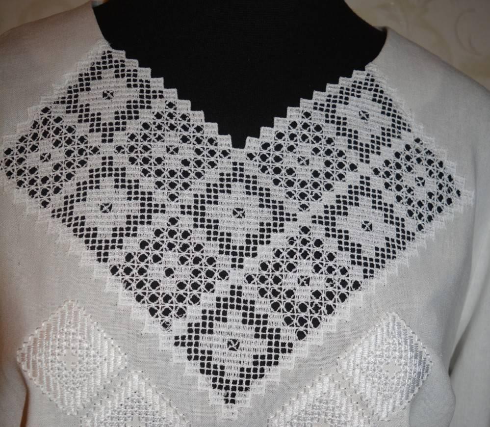 Embroidered collar design on woman's blouse