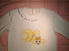 Make a Splash with a Women's Shirt Featuring a Gold Fish Free Machine Embroidery Design
