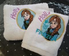 Towels with Anna badge embroidery designs