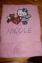 Towel with Hello Kitty snow angel embroidery design