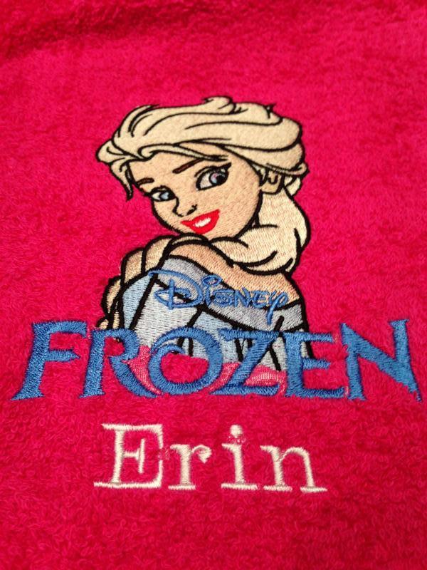 Towel with Elsa embroidery design