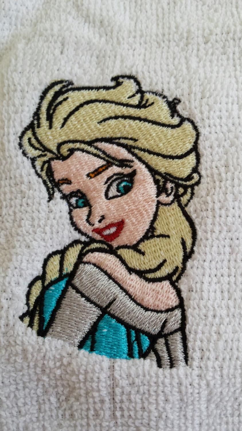 Towel with Elsa embroidery design