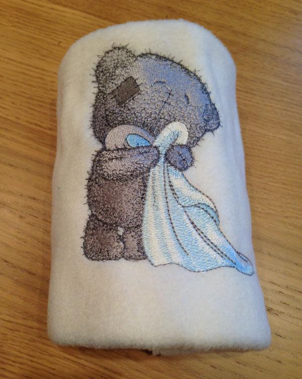 Soft towel with Teddy bear embroidered design
