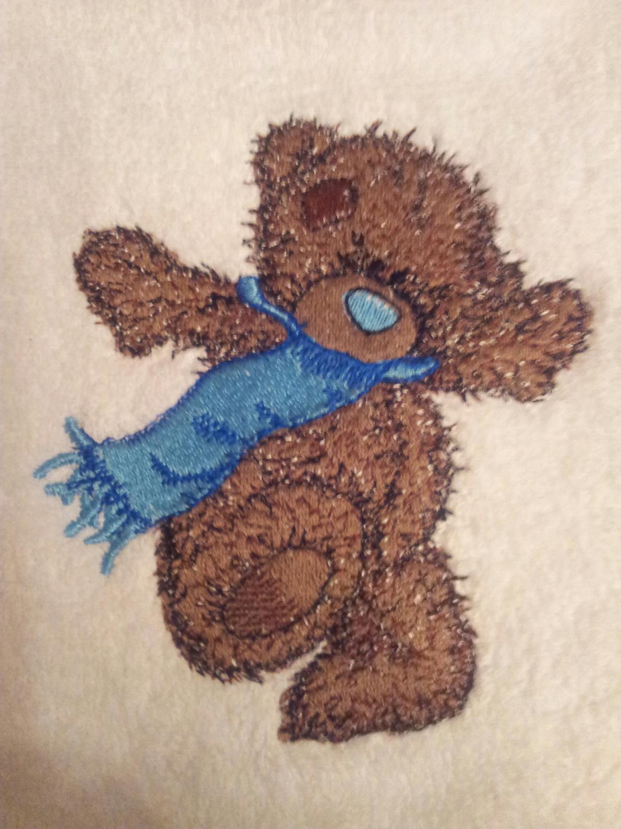 Teddy Bear like winter machine embroidered design