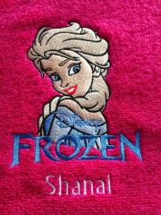 Towel with Elsa machine embroidery design