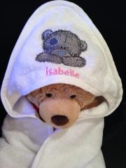 Bathrobe with Teddy Bear happy face machine embroidery design