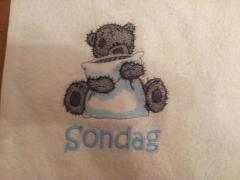 Teddy Bear with a pillow machine embroidered design