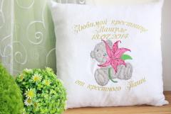 Teddy Bear with lily embroidery design