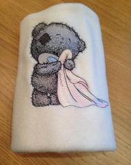 Baby towel with Teddy bear embroidery design