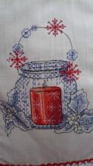 Christmas candle cross stitch free embroidery design