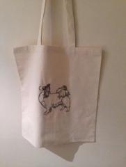 Cotton bag with dog free embroidery design