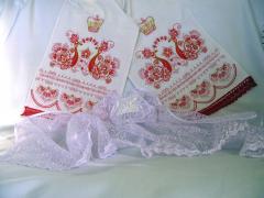 Wedding gift with firebird embroidered towels