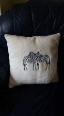 Pillow with two zebra free embroidery