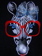 Zebra with glasses free embroidery design