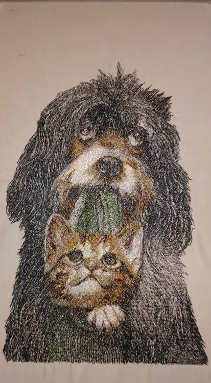 Dog and cat free embroidery design