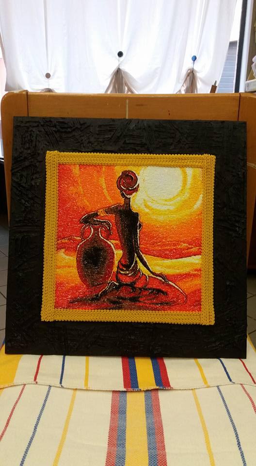 Embroidered Africa sunset photo stitch