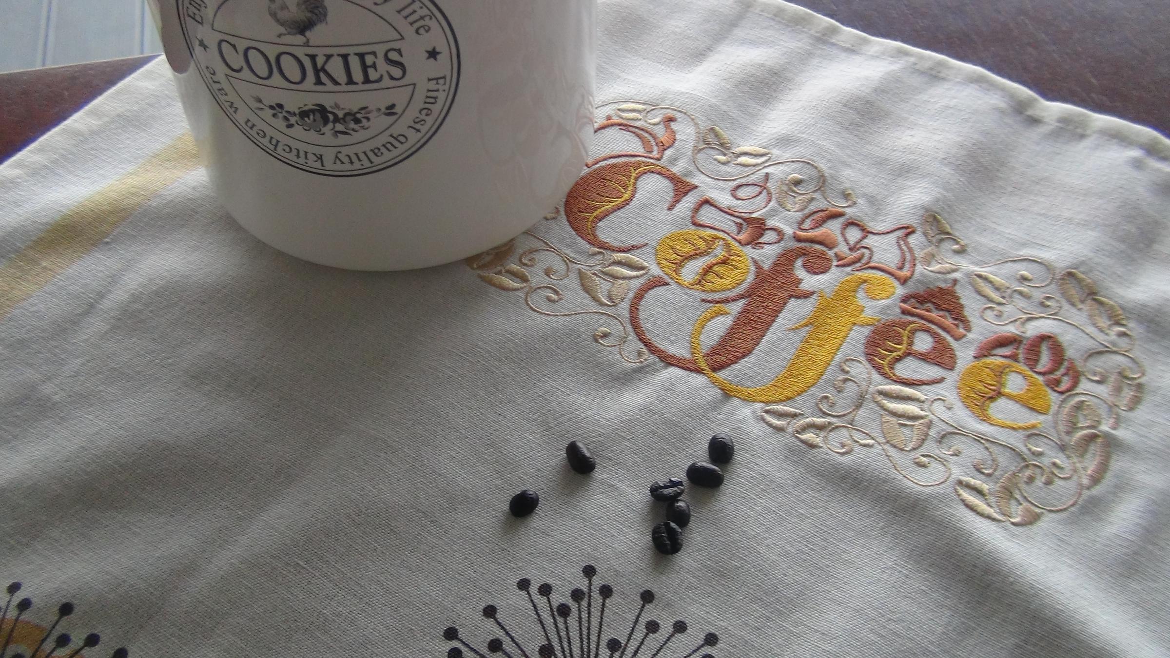 Napkim with Coffee  embroidery design