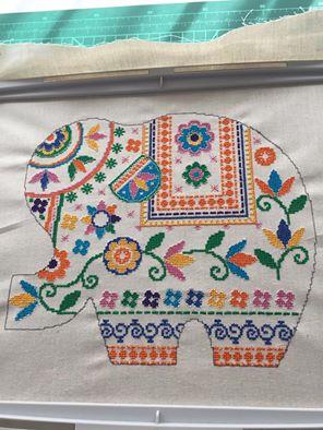 Embroidered elephant cross stitch free design
