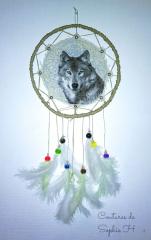 dreamcatcher drawing wolf enbroidery stich photo