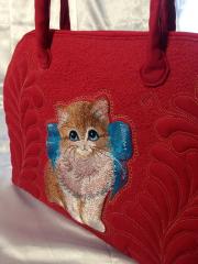 Embroidered bag with Kitten with bow design