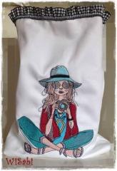 Bag with Lady photographer embroidery design